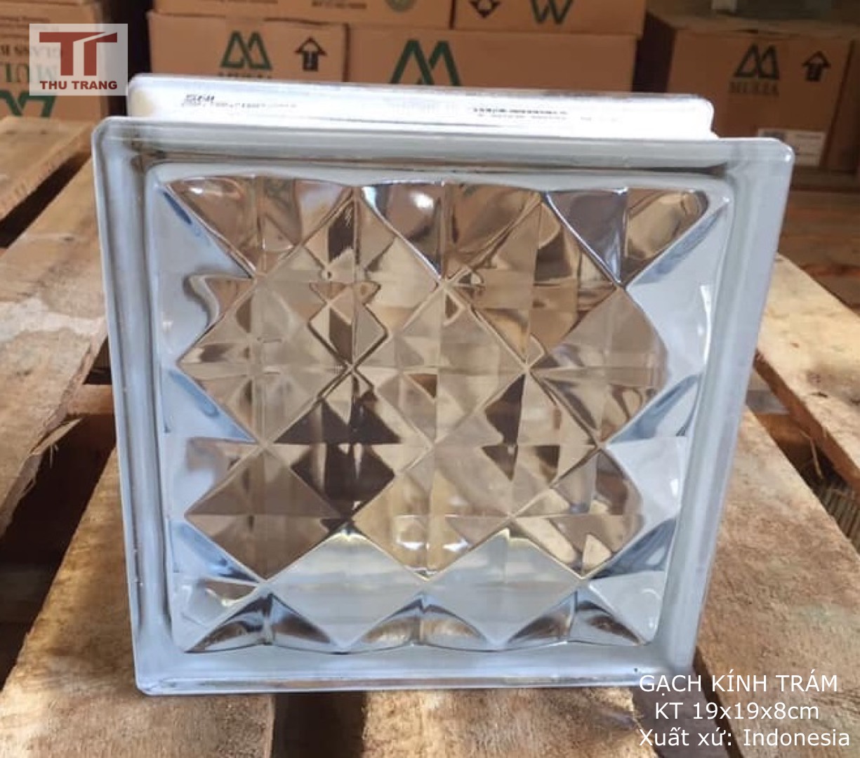 GẠCH KínhLẤY SÁNG INDOENSIA VÂN TRÁM ( 19x19x8cm )