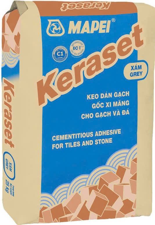 Keo dán gạch Mapei thương hiệu Ý- Keraset Grey (bao 25kg)