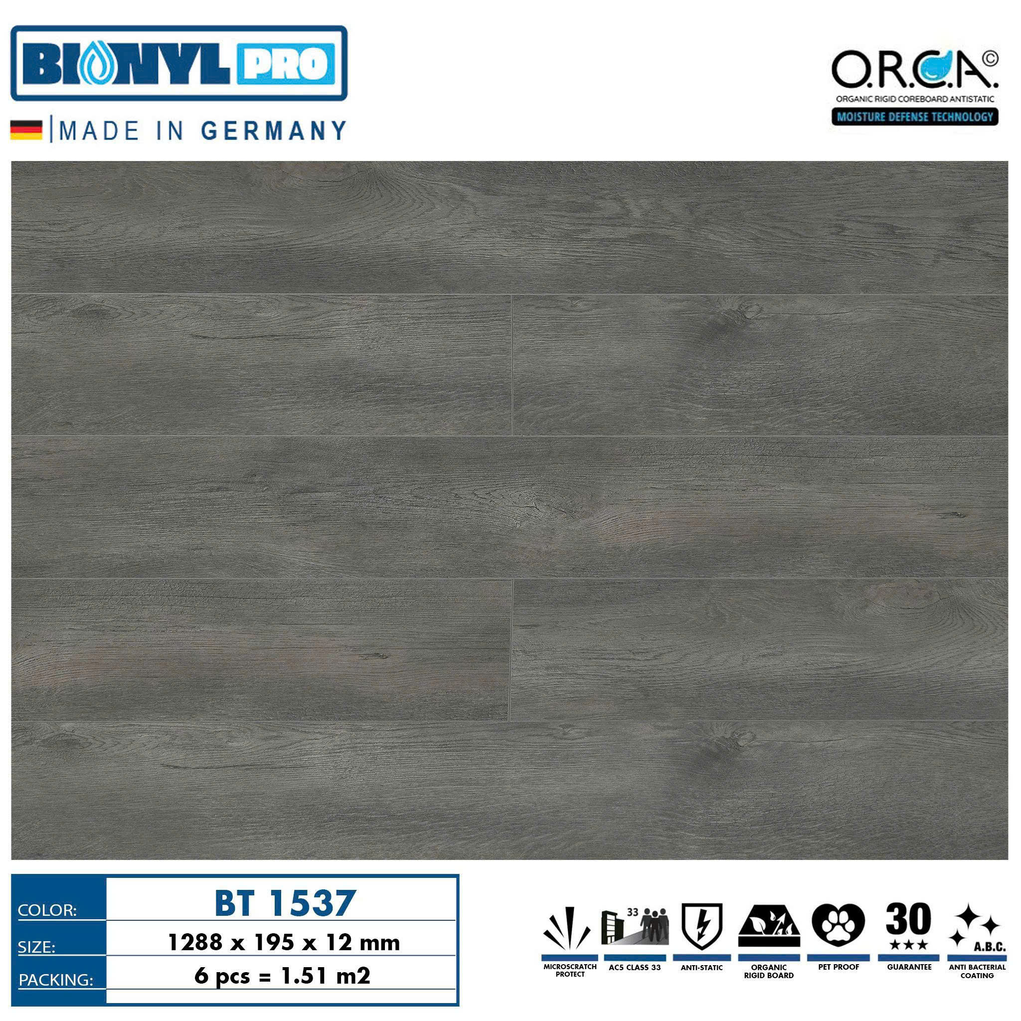 SÀN GỖ CÔNG NGHIỆP BINYL PRO 12MM BT 1537 ( HDF BLACK )
