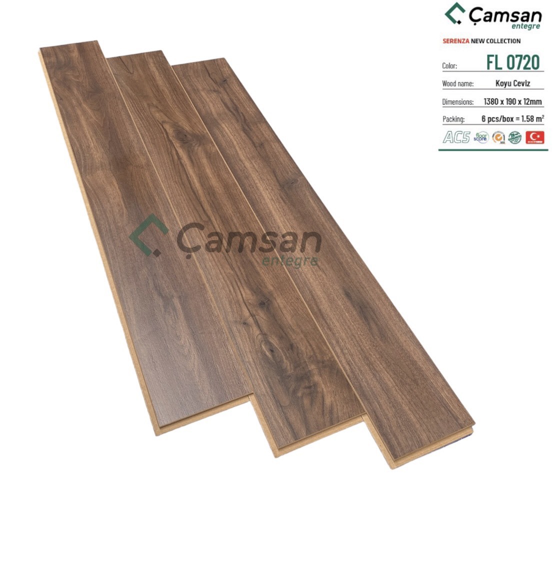 SÀN GỖ CÔNG NGHIỆP CAMSAN 12MM FL0720