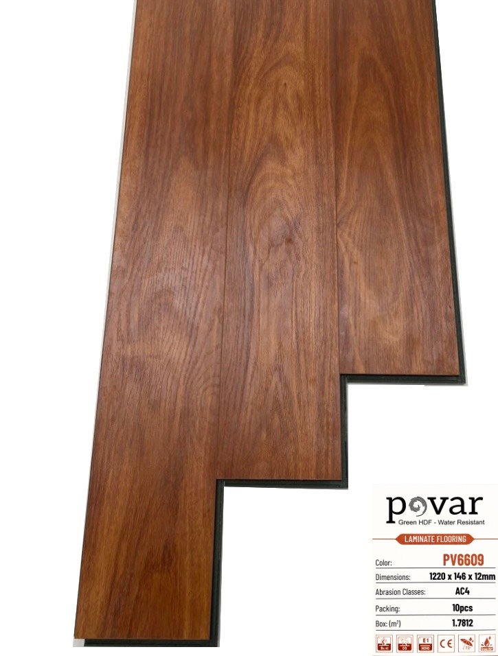 SÀN GỖ CÔNG NGHIỆP CỐT XANH POVAR 12MM - PV6609