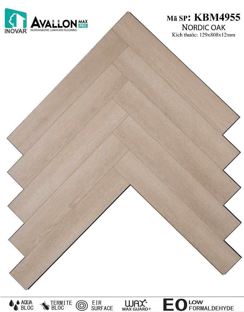 SÀN GỖ CÔNG NGHIỆP INOVAR KBM 4955 ( 129x808x12mm)