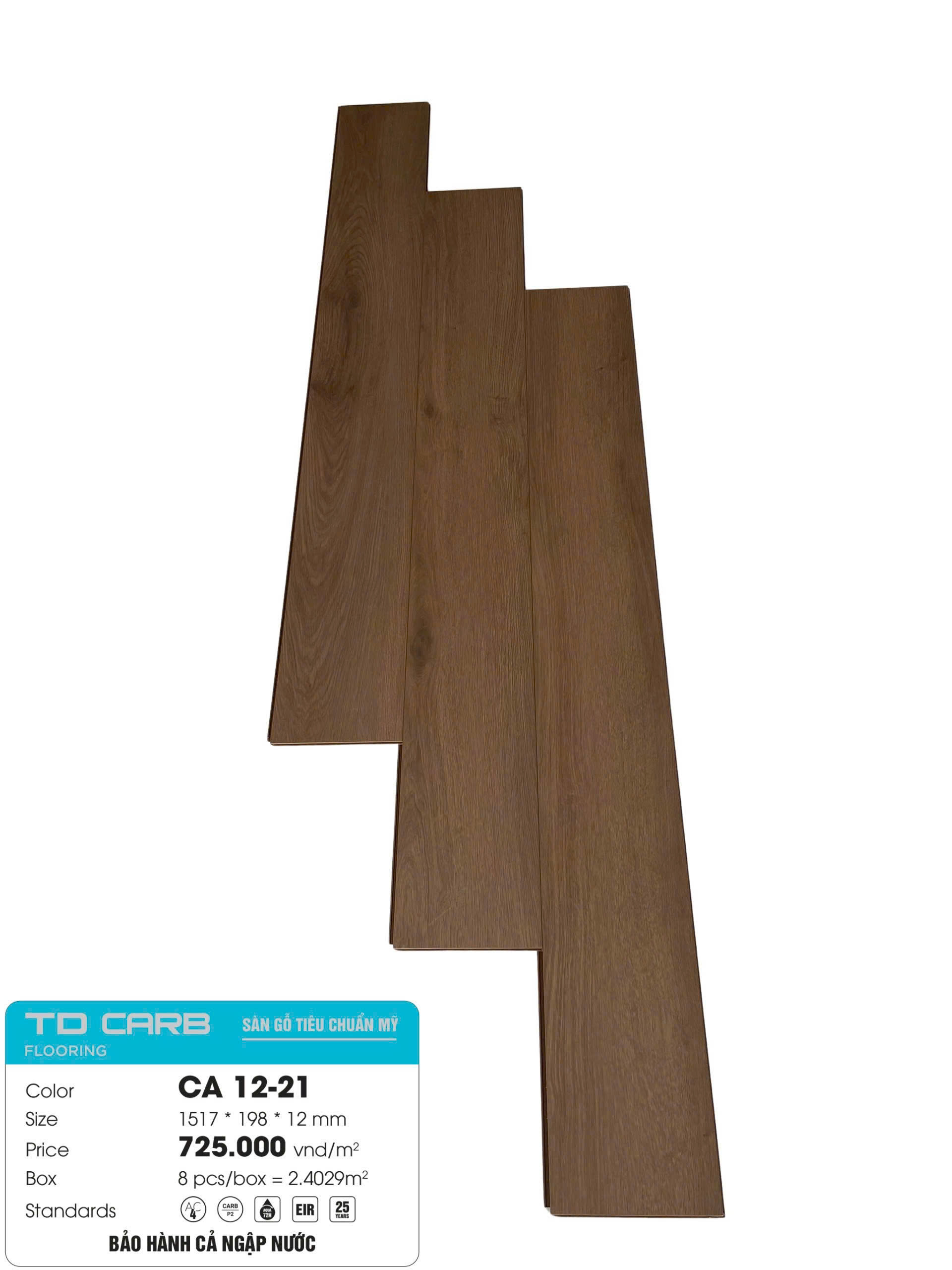 SÀN GỖ CÔNG NGHIỆP TD CARB CA 12-21 (1517x198x12mm)