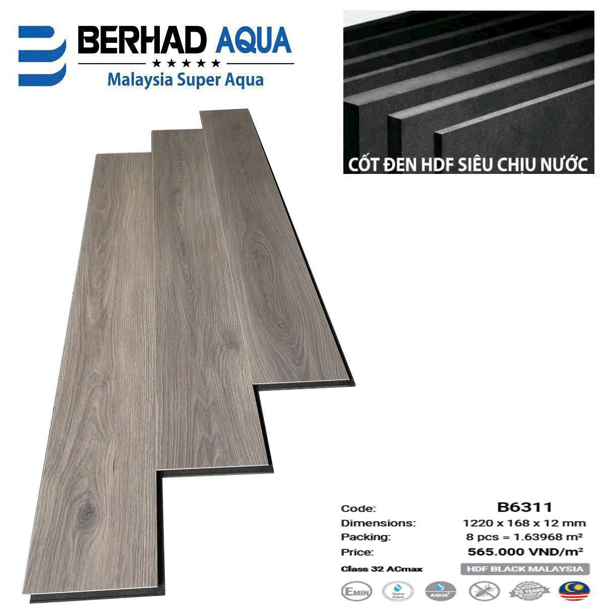 SÀN GỖ CÔNG NGHIỆP BERHAD AQUA B6311