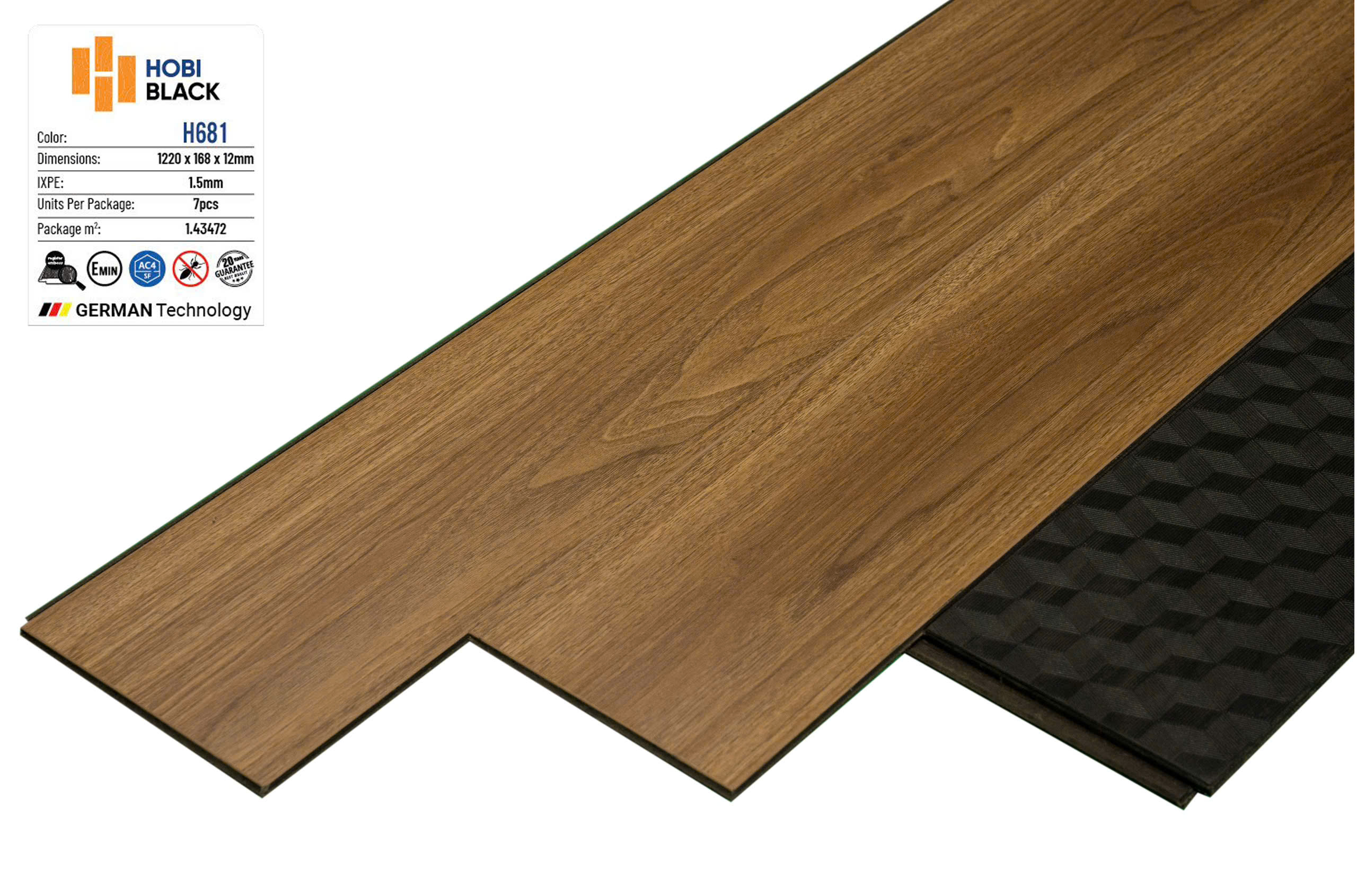 SÀN GỖ CÔNG NGHIỆP HOBI BLACK H681 (1220x168x12mm)