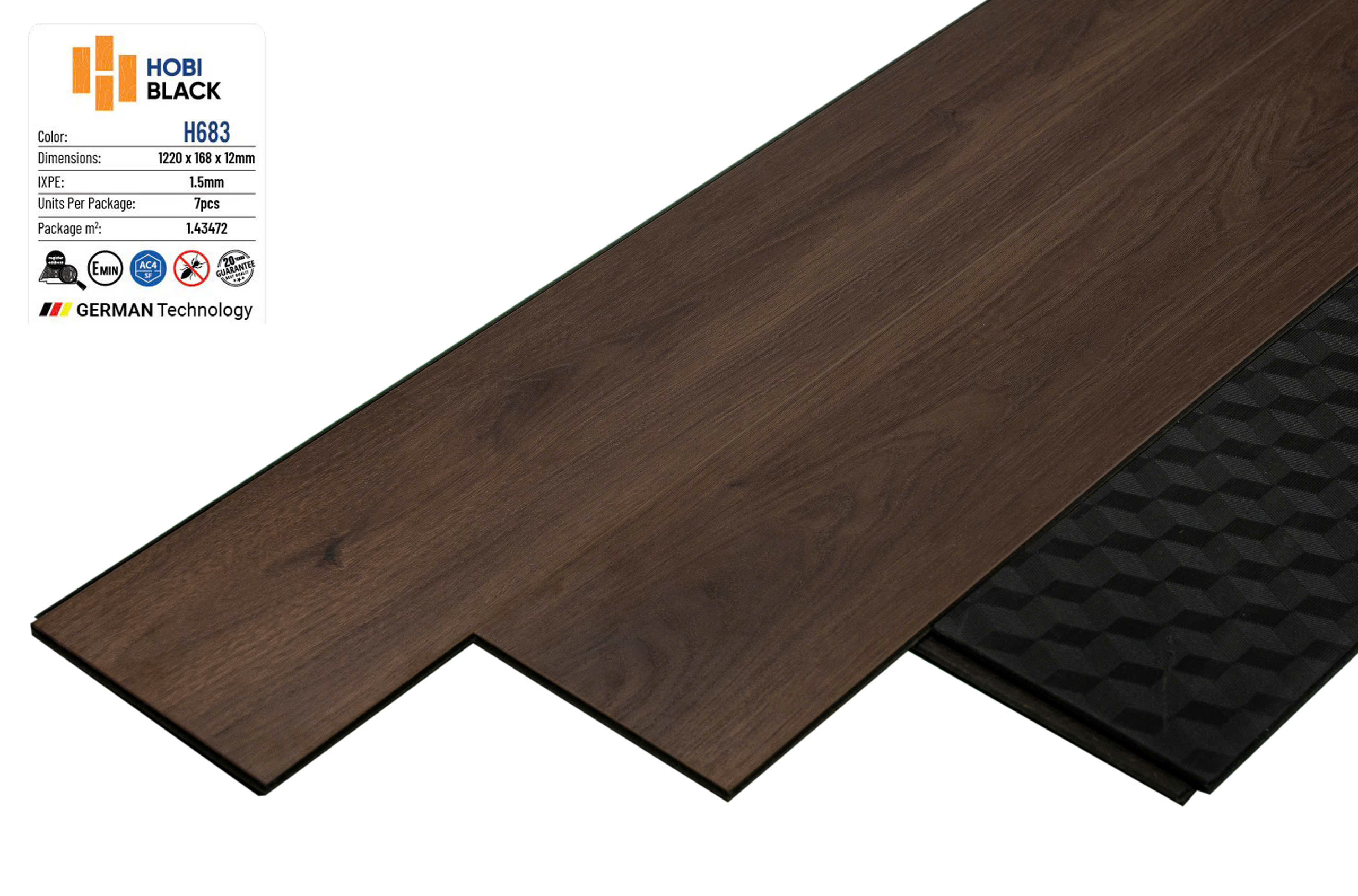 SÀN GỖ CÔNG NGHIỆP HOBI BLACK H683 (1220x168x12mm)