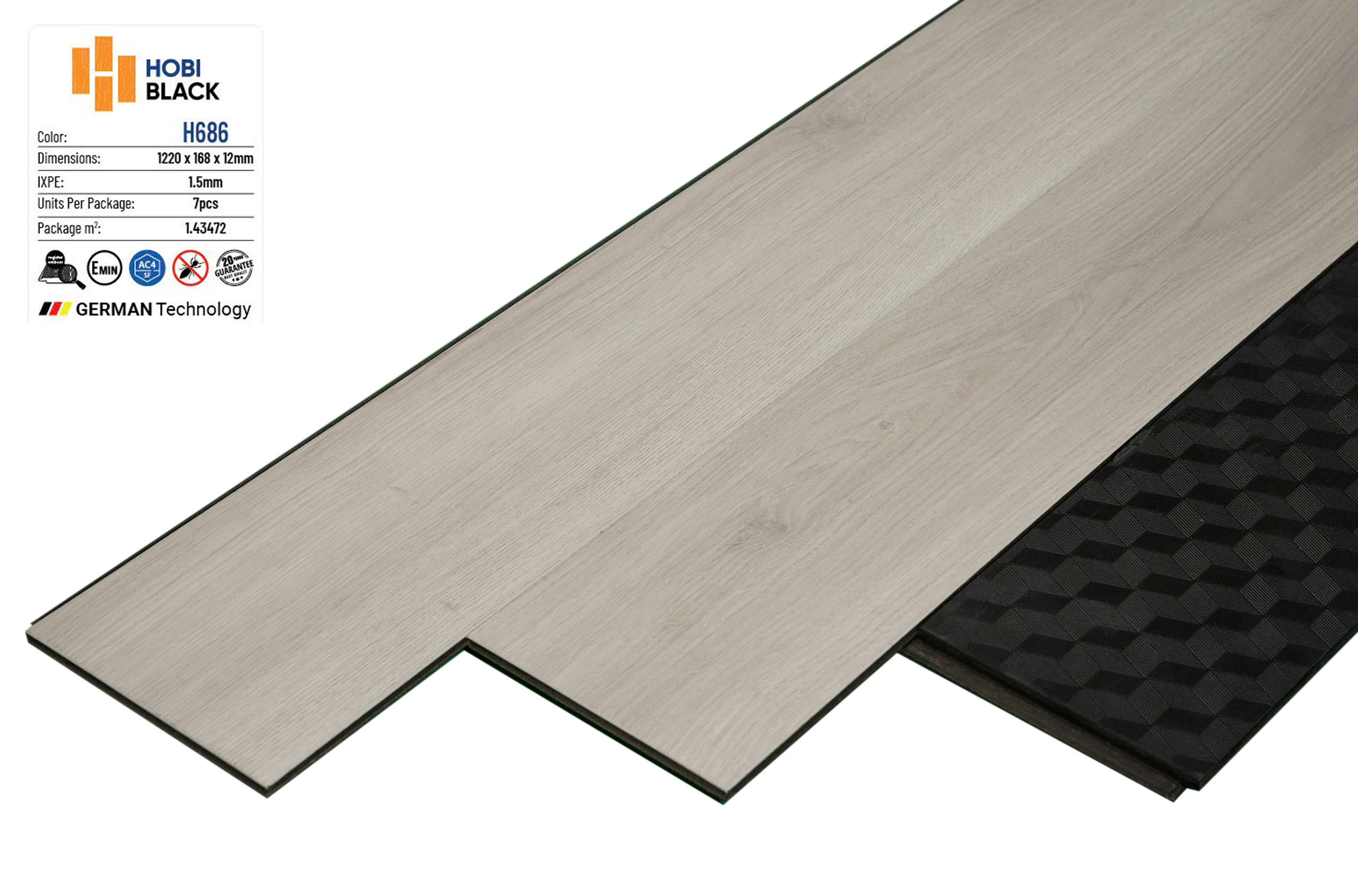 SÀN GỖ CÔNG NGHIỆP HOBI BLACK H686 (1220x168x12mm)