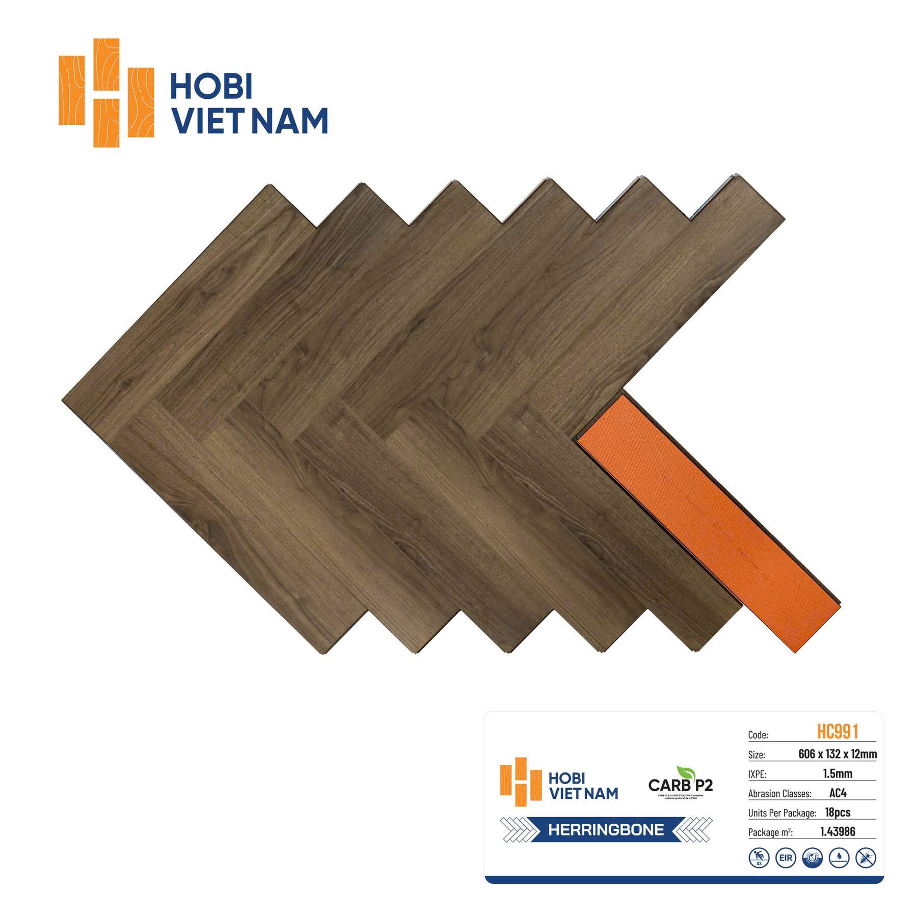 SÀN GỖ CÔNG NGHIỆP HOBI WOOD HC991 (606x132x12mm)