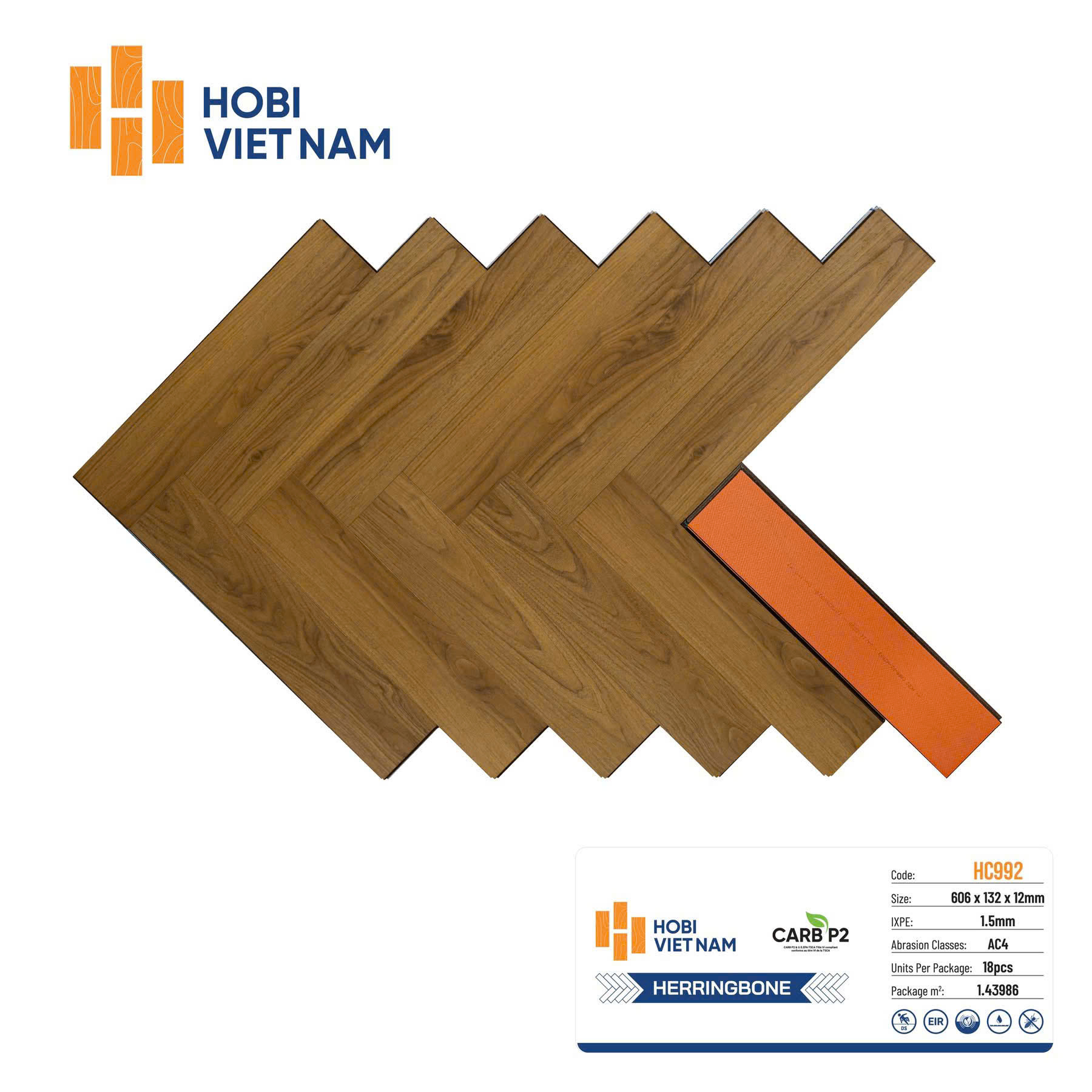 SÀN GỖ CÔNG NGHIỆP HOBI WOOD HC992 (606x132x12mm)