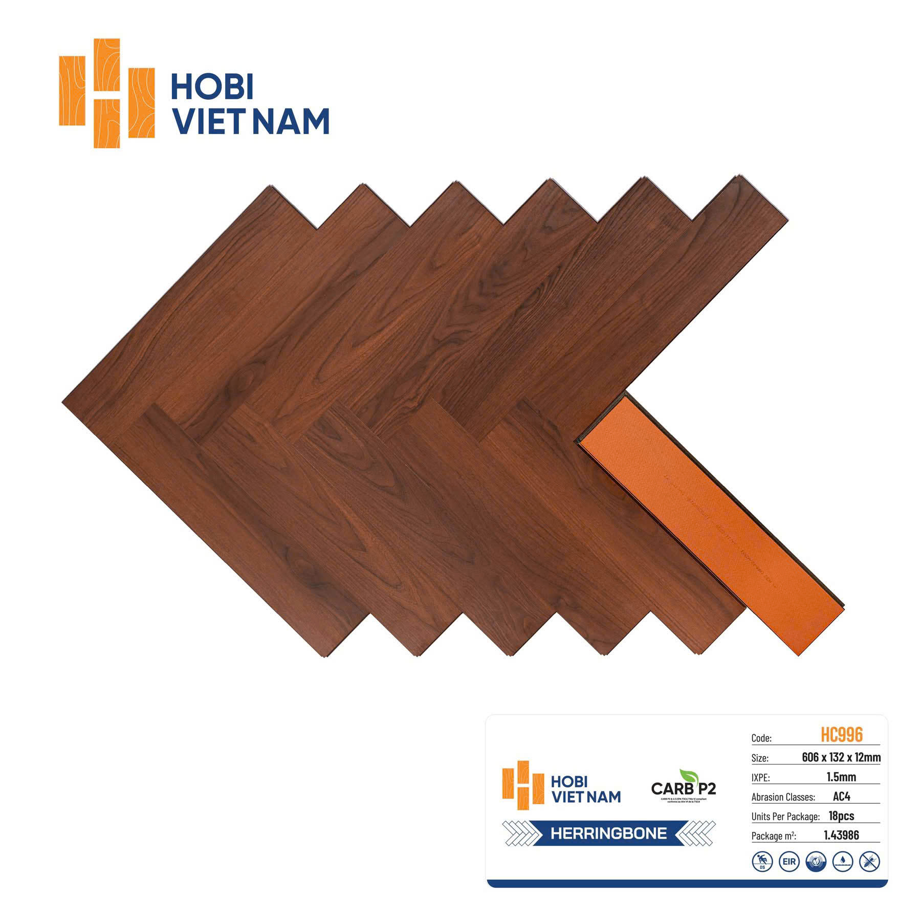 SÀN GỖ CÔNG NGHIỆP HOBI WOOD HC996 (606x132x12mm)